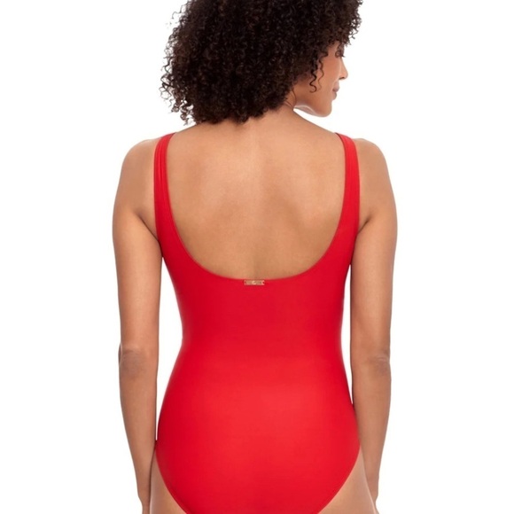 Ralph Lauren Women's Beach Club Solids Ring One Piece Swimsuit Red slimming - Picture 3 of 13